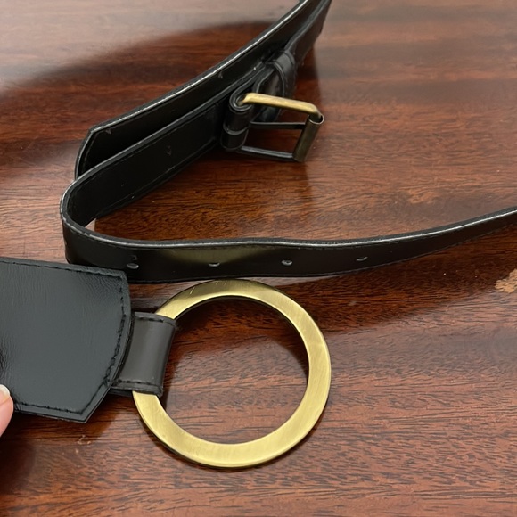 Double brass buckle  faux brown leather Fashion belt 36” - Picture 5 of 5